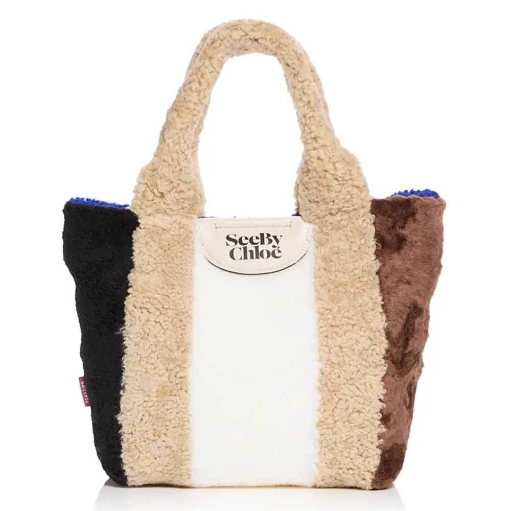 NWT See By Chloe Multicolor Shearling Tote Bag